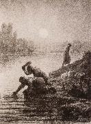 Jean Francois Millet Peasant washing the clothes oil painting